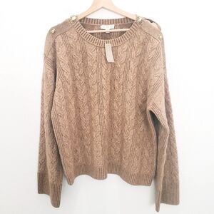 J Crew Tan Cable Knit Wool Blend Sweater Size XL NWT